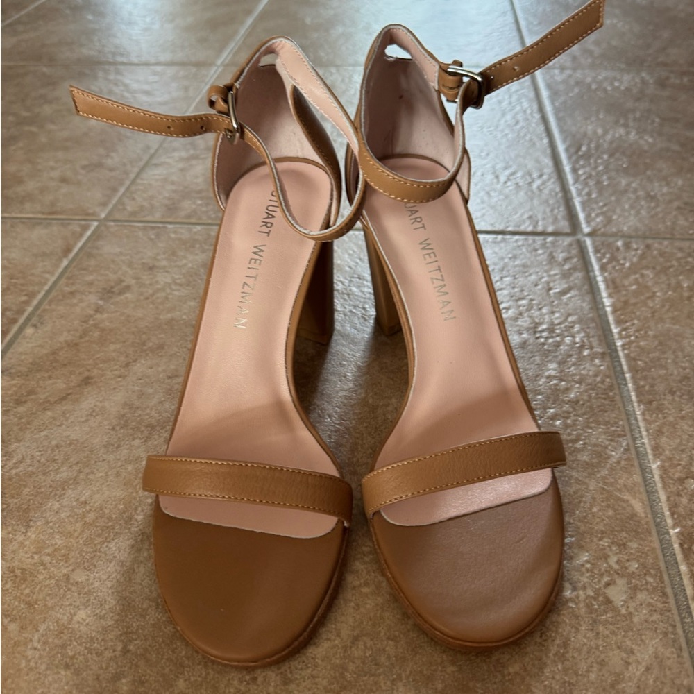 Stuart Weitzman Brown Ankle Strap Heels